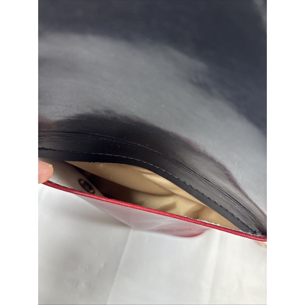 Vera Pelle Genuine Leather Made in Italy Colorblock Red/Black Crossbody Bag RARE - Picture 9 of 15